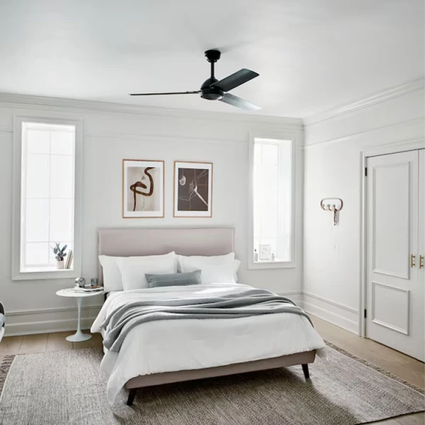 KICHLER 56" 3 BLADES SATIN BLACK CEILING FAN | 330025SBK - Image 
