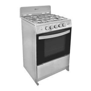 BIZT 24" 4-BURNER IRON CAST GASRANGE W/ MIRRORED GLASS OVEN, SILVER | GST2441INCO - Image 