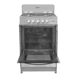 BIZT 24" 4-BURNER IRON CAST GASRANGE W/ MIRRORED GLASS OVEN, SILVER | GST2441INCO - Image 