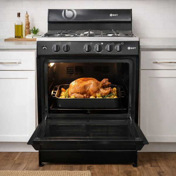BIZT 30" 5-BURNER GAS RANGE W/OVEN, BLACK | GST3051BCO - Image 