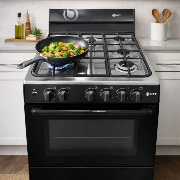 BIZT 30" 5-BURNER GAS RANGE W/OVEN, BLACK | GST3051BCO - Image 