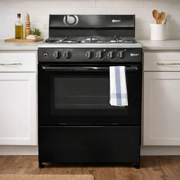 BIZT 30" 5-BURNER GAS RANGE W/OVEN, BLACK | GST3051BCO - Image 