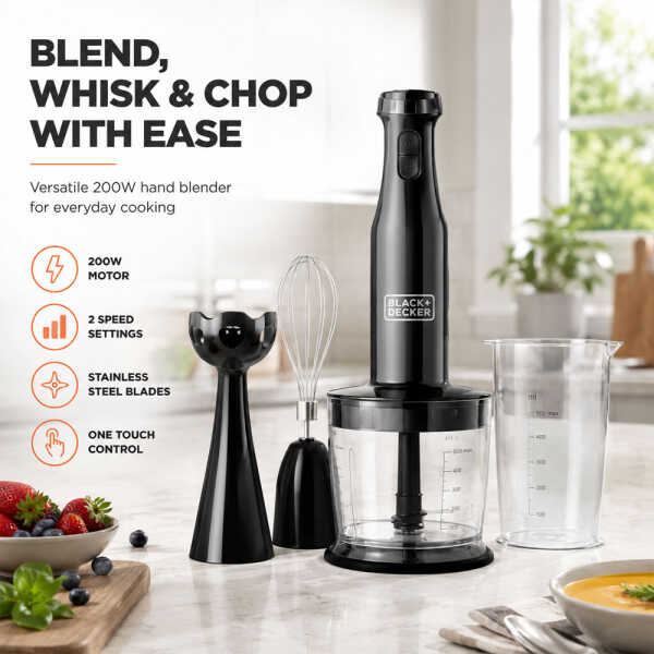 BLACK & DECKER 3 IN 1 HAND BLENDER | HB2800B - Image 