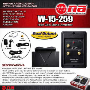 NIPPON AMERICA VHF/UHF IN/OUTDOOR BOOSTER | W-15-259 - Image 