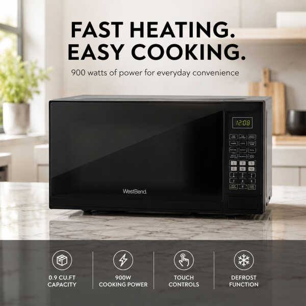 WESTBEND 0.9 CU.FT COUNTERTOP MICROWAVE BLACK | WBMW92B - Image 