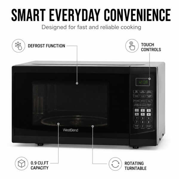 WESTBEND 0.9 CU.FT COUNTERTOP MICROWAVE BLACK | WBMW92B - Image 