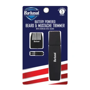 BARBASOL BEARD & MUSTACHE TRIMMER, BATTERY POWERED | CBT1-3010-BLK - Image 