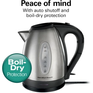HAMILTON BEACH 1.7L STAINLESS STEEL ELECTRIC KETTLE l 40880 - Image 