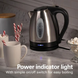 HAMILTON BEACH 1.7L STAINLESS STEEL ELECTRIC KETTLE l 40880 - Image 