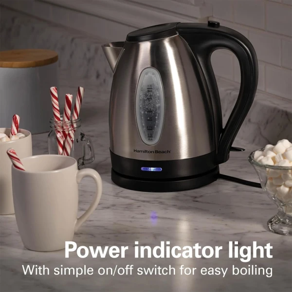HAMILTON BEACH 1.7L STAINLESS STEEL ELECTRIC KETTLE l 40880 - Image 