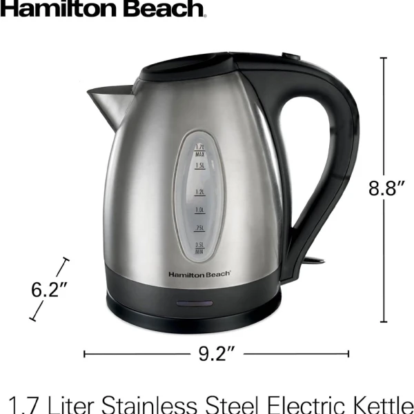 HAMILTON BEACH 1.7L STAINLESS STEEL ELECTRIC KETTLE l 40880 - Image 