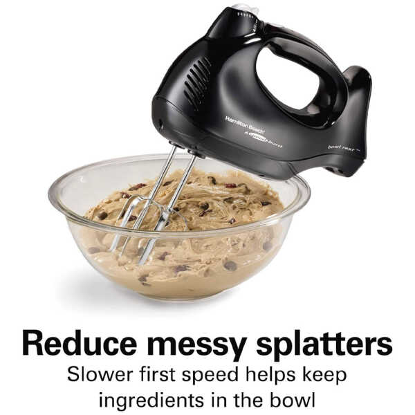 HAMILTON BEACH 6-SPEED ELECTRIC HAND MIXER W/ SNAP-ON STORAGE CASE, 250W , BLACK | 62692 - Image 