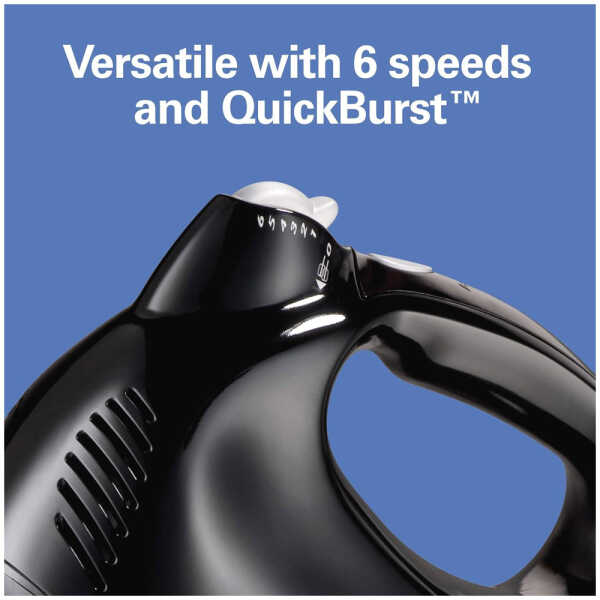 HAMILTON BEACH 6-SPEED ELECTRIC HAND MIXER W/ SNAP-ON STORAGE CASE, 250W , BLACK | 62692 - Image 