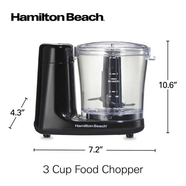 HAMILTON BEACH 3 CUP FOOD CHOPPER BLACK 120V | 72900 - Image 