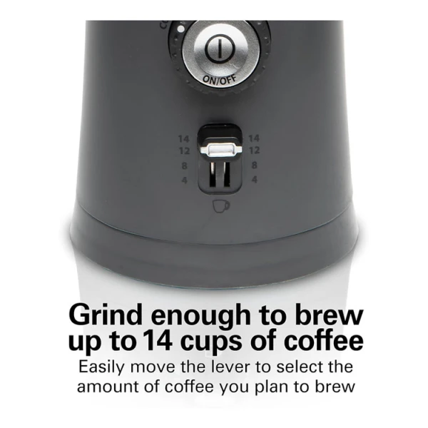 HAMILTON BEACH 14 CUP COFFEE GRINDER WITH REMOVABLE SS CHAMBER GREY | 80396C - Image 
