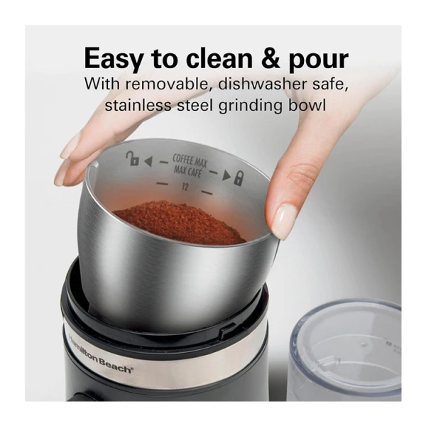 HAMILTON BEACH 14 CUP COFFEE GRINDER WITH REMOVABLE SS CHAMBER GREY | 80396C - Image 