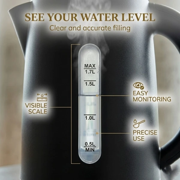 OSTER ELECTRIC KETTLE AUTO SHUTT OFF 1.7L BLACK | BVSTKT3101 - Image 