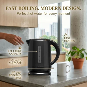 OSTER ELECTRIC KETTLE AUTO SHUTT OFF 1.7L BLACK | BVSTKT3101 - Image 
