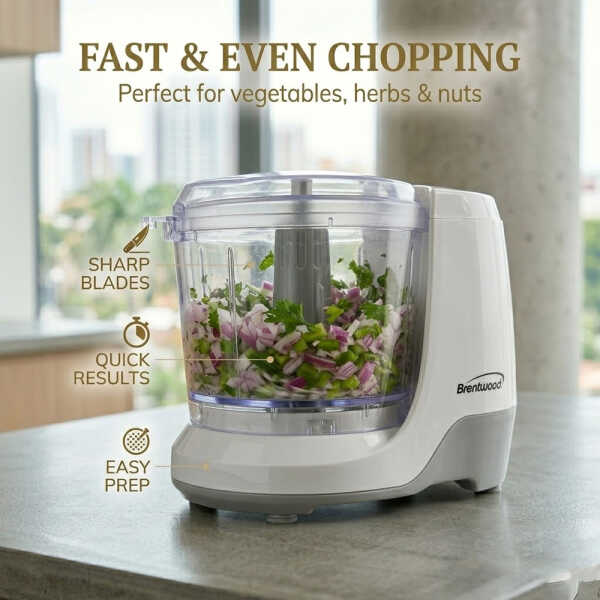 BRENTWOOD MINI FOOD CHOPPER WHITE 1.5 CUPS | MC-109W - Image 