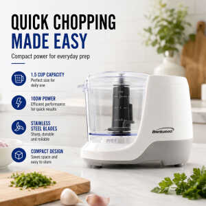 BRENTWOOD MINI FOOD CHOPPER WHITE 1.5 CUPS | MC-109W - Image 