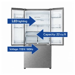 HISENSE 22 CU.FT/625L FRENCH DOOR REFRIGERATOR W/ BOTTOM FREEZER SILVER 115V | RF220SI5A - Image 