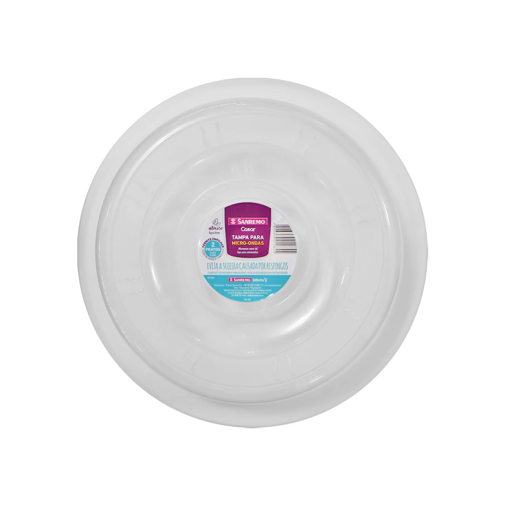 Plastic microwave lid suitable for plates and bowls