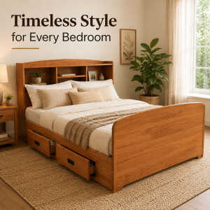 WOODEN BED WITH DRAWERS 160X200 (YELLOW CABES) | BED2D-160X200 - Image 