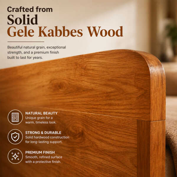 WOODEN BED WITH DRAWERS 160X200 (YELLOW CABES) | BED2D-160X200 - Image 