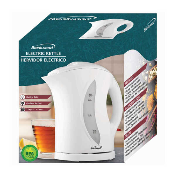 BRENTWOOD 1.7LT CORDLESS KETTLE WHITE | KT-1617 - Image 