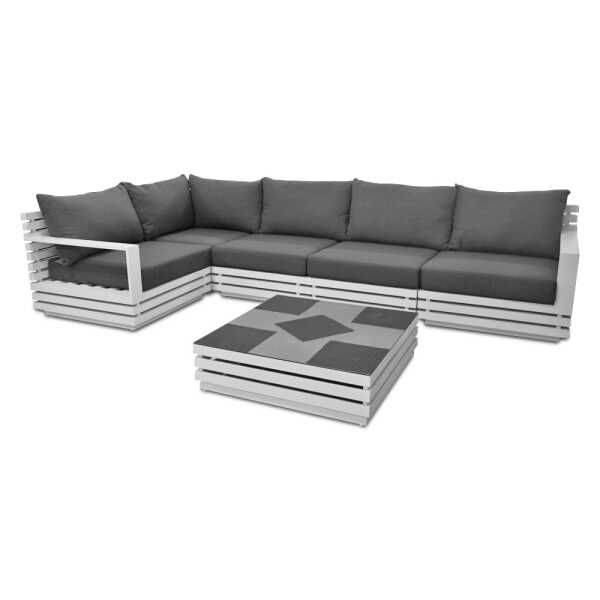GARDEN IMPRESSION MASSA LOUNGE SET WHITE+GREY | 20702SY - Image 