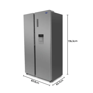 MITSUMI NO FROST 15 CU.FT SIDE BY SIDE REFRIGERATOR, WITH WATER DISPENSER STAINLESS STEEL | HM-465 - Image 
