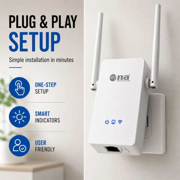 NIPPON AMERICA 300MBPS WIRELESS WIFI EXTENDER REPEATER SIGNAL | IBM-WR400ANT - Image