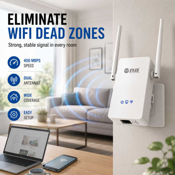 NIPPON AMERICA 300MBPS WIRELESS WIFI EXTENDER REPEATER SIGNAL  | IBM-WR400ANT - Image 