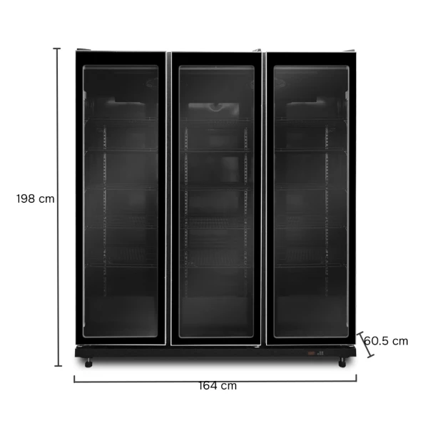 SUPER COOL 39 CU.FT/1070L 3 DOOR DISPLAY COOLER BLACK 110V | IVGC-3D-6020WA - Image 