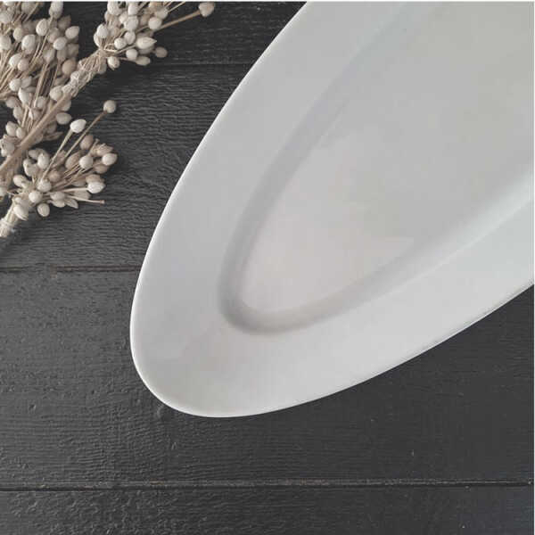 CERAMIC WHITE 16" LONG FISH DINNER PLATE | 3121455 - Image 