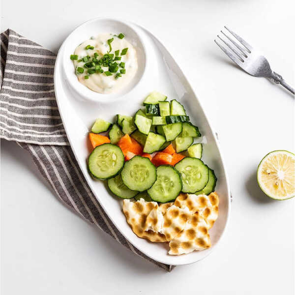 DENIER SHAPED 13" WHITE SUSHI PLATE  | 3121677 - Image 