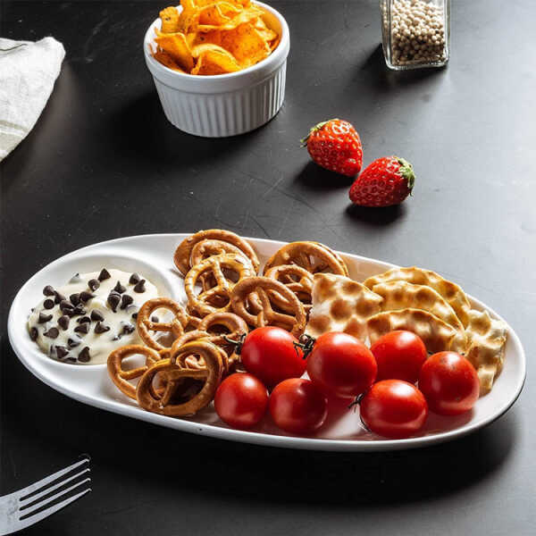 DENIER SHAPED 13" WHITE SUSHI PLATE  | 3121677 - Image 