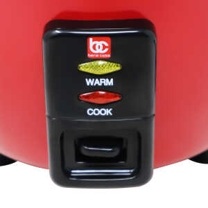 BENECASA 3 CUP UNCOOKED RICE COOKER W/ GLASS LID, RED | BC-12422 - Image 