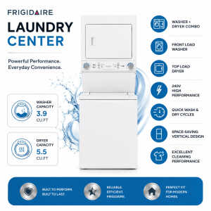 FRIGIDAIRE ELECTRIC 3.9 CU.FT WASHER+ 5.5 CU.FT DRYER (LAUNDRY CENTER) | FLCE7522AW - Image 