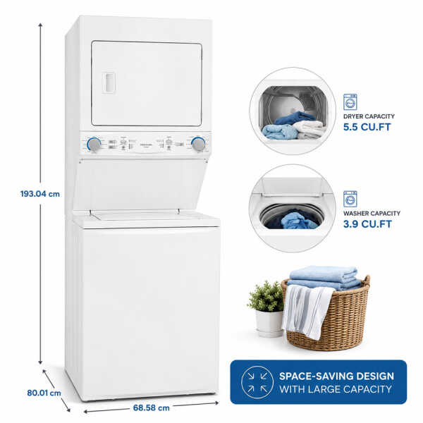 FRIGIDAIRE ELECTRIC 3.9 CU.FT WASHER+ 5.5 CU.FT DRYER (LAUNDRY CENTER) | FLCE7522AW - Image 