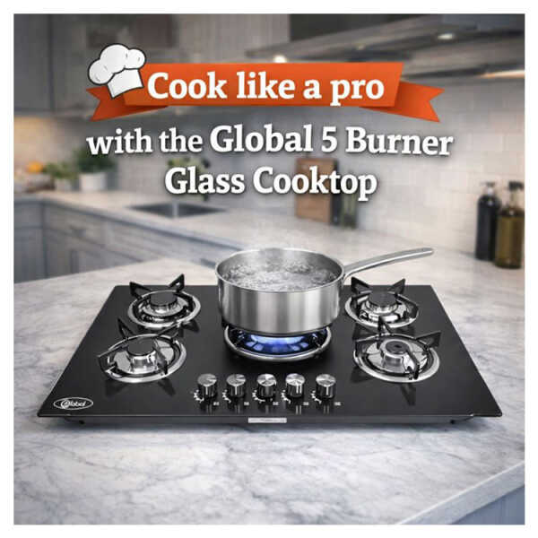 GLOBAL 5 BURNERS 36" BUILT-IN GLASS COOKTOP | L0905004 - Image 