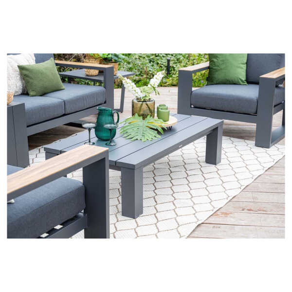 GARDEN IMPRESSIONS CUBE LOUNGE TABLE 140X72X40 CARBON BLACK | 07572GT - Image 