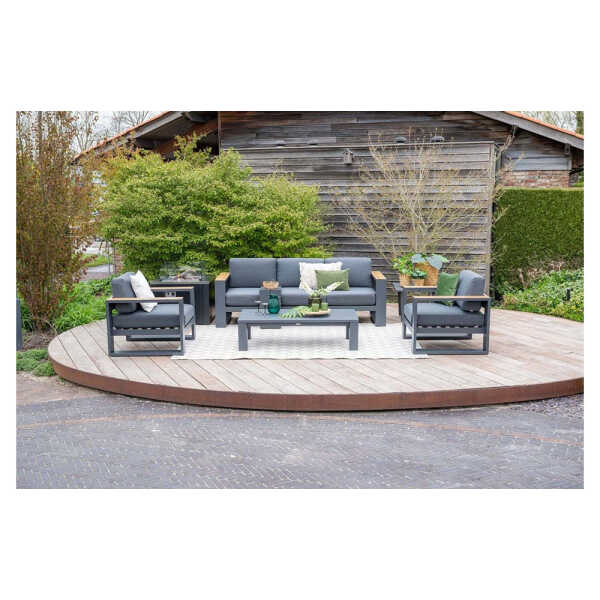 GARDEN IMPRESSIONS CUBE LOUNGE TABLE 140X72X40 CARBON BLACK | 07572GT - Image 