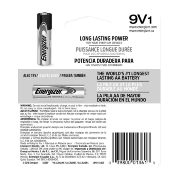 ENERGIZER 9VOLT-1BP BATTERY | 522BP - Image 