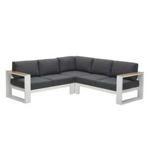 GARDEN IMPRESSIONS CUBE LOUNGE SET MATT WHITE / BLACK REFLEX / TEAK LOOK | 62480GT