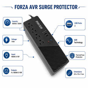 FORZA 500W AUTOMATIC VOLTAGE REGULATOR 115V | FVR-1011USB - Image 