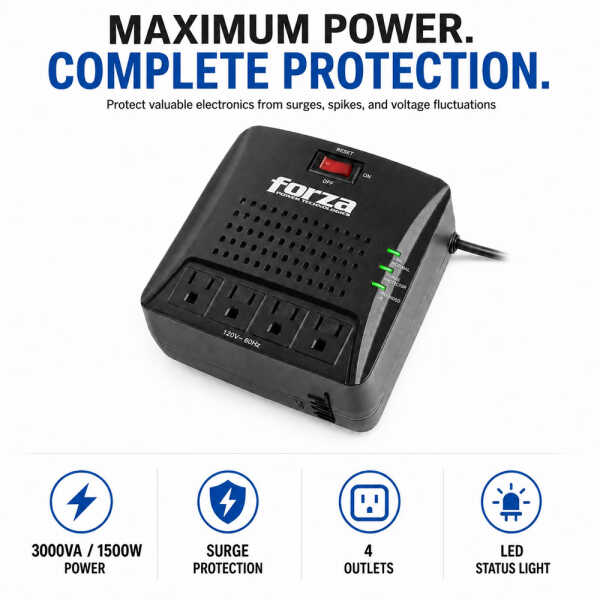 FORZA 3000VA /1500W, 4-OUT,120V REGULATOR | FVR-3001 - Image 