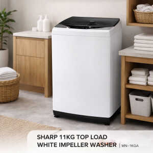 SHARP 11KG TOP LOAD WHITE IMPELLER WASHER | MN-11KGA - Image 