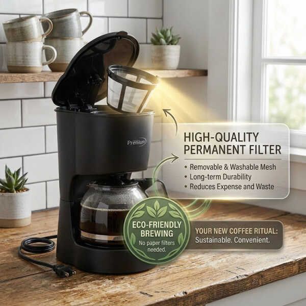 PREMIUM 4 CUPS COFFEE MAKER BLACK 120V-600W | PCM5422B - Image 