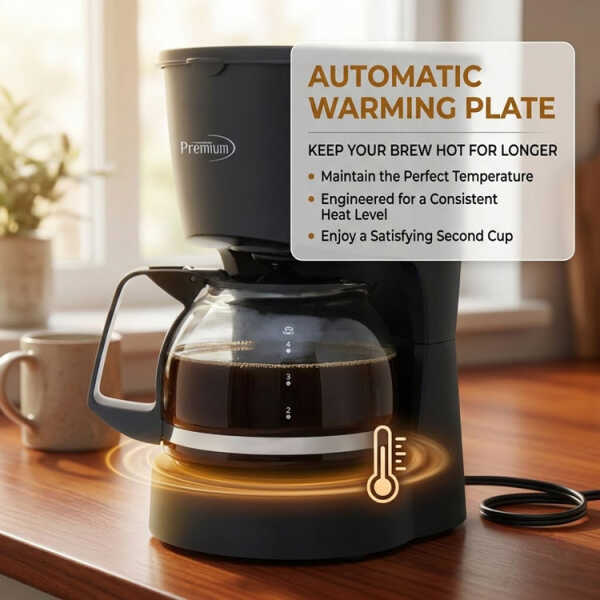PREMIUM 4 CUPS COFFEE MAKER BLACK 120V-600W | PCM5422B - Image 